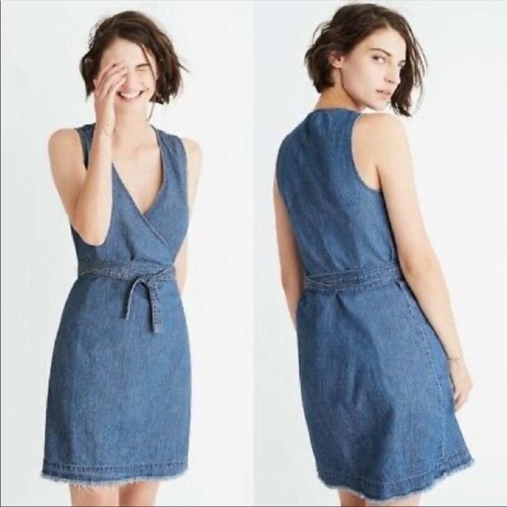 Madewell Jeans Wrap Dress Raw Hem Full Waist Tie Sz XXS